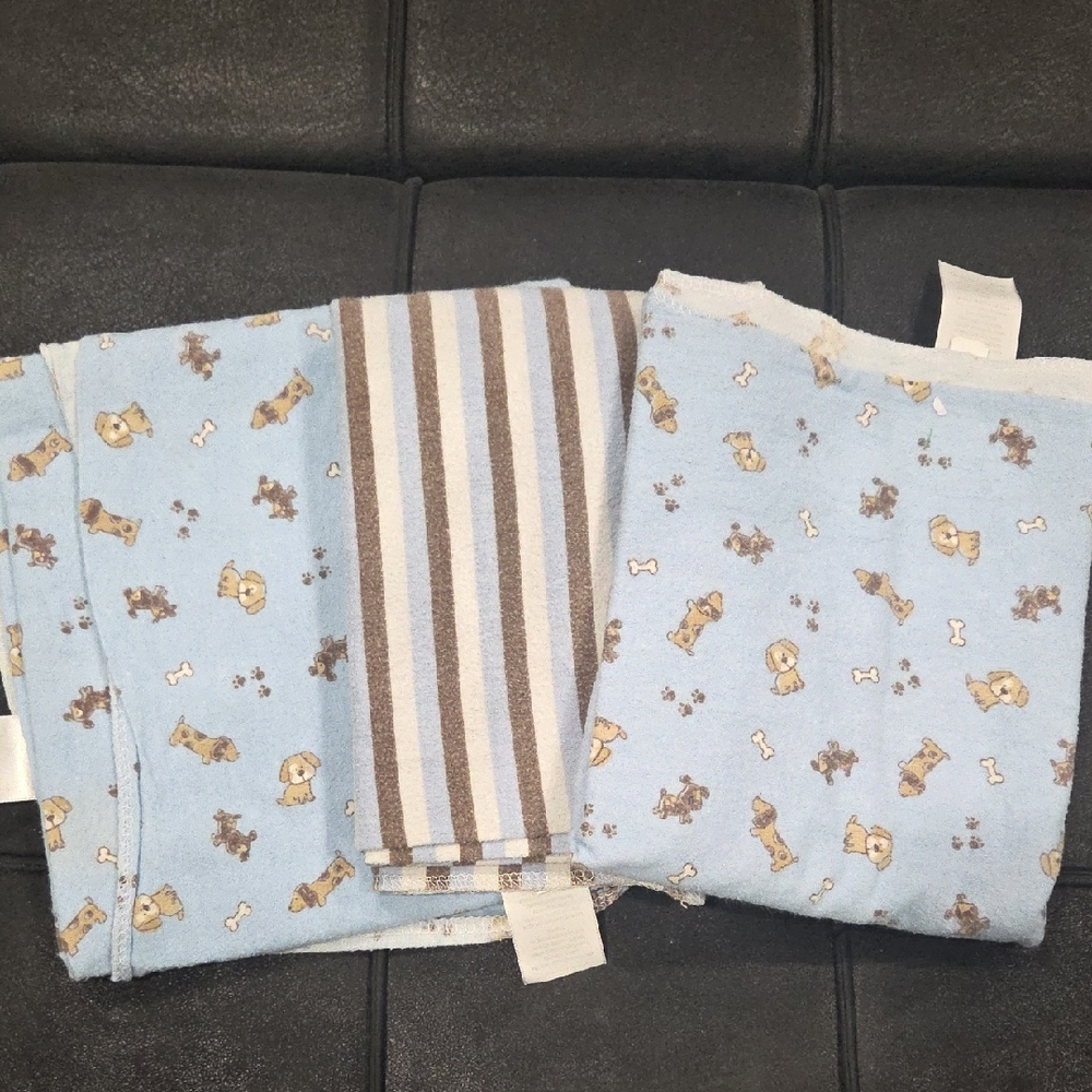 Carter's Blue and Brown Dog Pattern Swaddle Blankets
